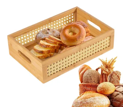 Image de Panier de rangement en rotin - Panier tressé avec des poignées
