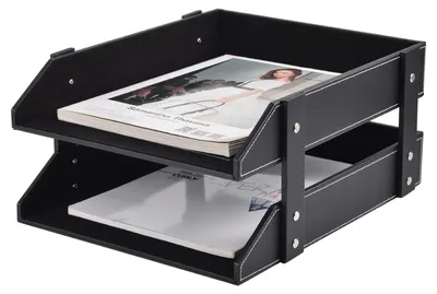 Obrázek produktu pro Elegantní, stohovatelný držák na dokumenty z kůže do kanceláře