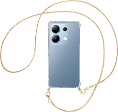 Produktbild von Handykette Backcover-Schutzhülle mit Band (Metall goldfarben) für Xiaomi Poco M6 Pro (6.67'') - goldfarbene Snake-Kette