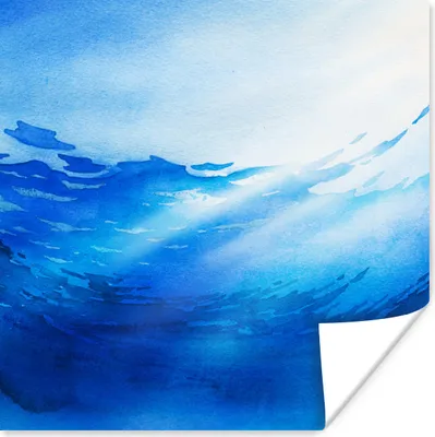 Produktbild von MuchoWow® Poster Ozean - Sonne - Blau 50x50 cm - Wohnzimmerdekoration