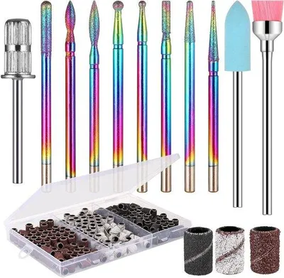 Productafbeelding van Nagelboorset - 220 stuks nagelboortjes en 210 stuks schuurbandjes - Professioneel, met titanium coating