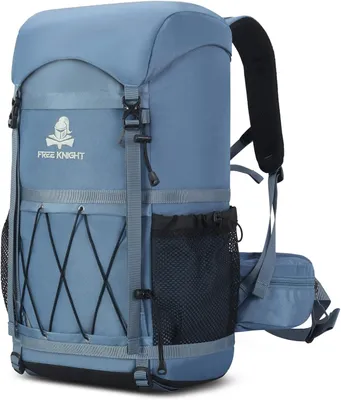 Image de Sac à dos de randonnée 40 litres, avec protection contre la pluie, pour activités de plein air, couleur bleu clair