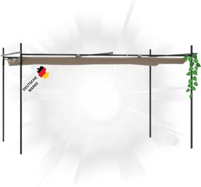Produktbild von DELUKE® Terrassenüberdachung mit Schiebedach OLIMP | Taupe 395x292x230cm | Pergola Garten Pavillon Rankhilfe Sonnenschutz Gartenpergola Gartenpavillon mit Sonnendach