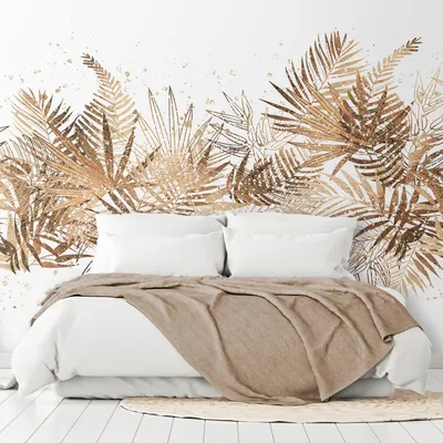 Produktbild von Vlies Fototapete Palmenblätter 400x280 cm Tapeten Wandtapete XXL Natur Botanik Dschungel Betonoptik weiß b-C-10142-a-b