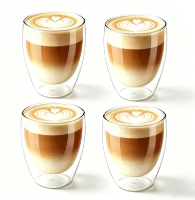 Immagine prodotto di Set di 4 bicchieri da caffè a doppia parete, capacità 350 ml