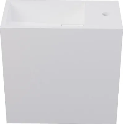 Produktbild von Handwaschbecken hängend mit Ablagefach - Solid Surface - Armaturen rechts - Weiß - 40 cm - PUMORI