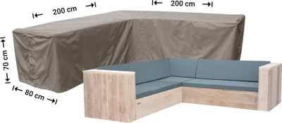 Produktbild von Raffles Covers Eckbank-Schutzhülle 200 x 200 x 80 H: 70 cm | Atmungsaktiv | Wasserdicht | UV-beständig | Doppelnähte | Elastischer Kordelzug