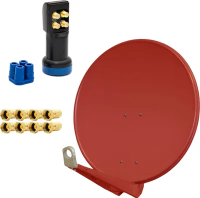 Produktbild von PremiumX DELUXE80 Sat Anlage 80 cm Alu Quad LNB Satellitenschüssel 3D HD