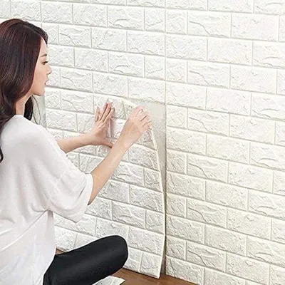 Produktbild von PolkaHome® 3D-Wandpaneele, selbstklebender Ziegelstein, 3D-Ziegelstein-Tapete, Steinoptik, wasserdichte Wandaufkleber, 10 Stück, 35 x 38