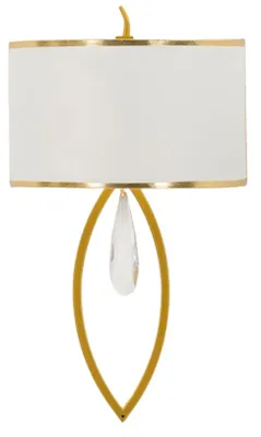 Produktbild von Mauro Ferretti Wandleuchte Vienna Eisen Stoff gold weiß 26x15x50 cm E14