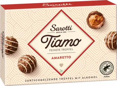 Produktbild von Sarotti Tiamo feinste Trüffel Amaretto Pralinen zartschmelzend (125g Packung) + usy Block