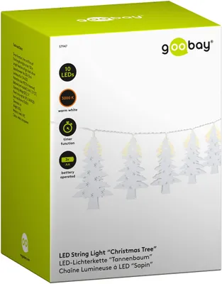 LED-Lichterkette, 10 warmweiße LEDs, Timer, 130 cm, für Innen