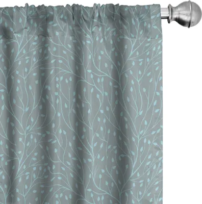 Produktbild von ABAKUHAUS Wald Vorhänge, Gardinen, Botanischer Wachsende Baum-Zweige und Blätter Wald Saison Illustration, 2 Stück 75 x 175 cm, Grau Teal und Baby Blue