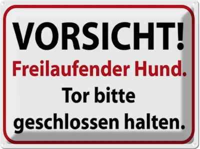Produktbild von vianmo Blechschild 30x40 cm Vorsicht Freilaufender Hund Warnschild Hinweisschild Sicherheit