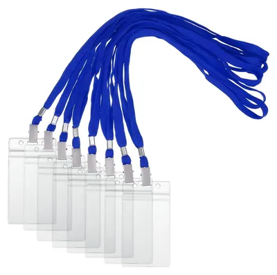 50 Namensschildhalter mit Lanyard, blau, wasserdicht, für ID-Karten
