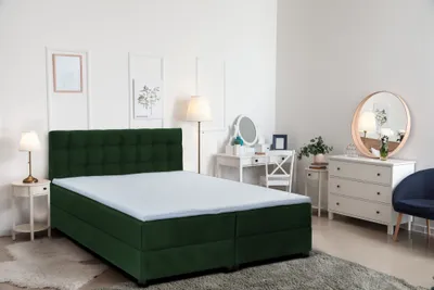 Produktbild von Boxspringbett MALMO mit Topper zwei Bettkästen Matratze Doppelbett 180 cm (Fresh 13 - grün)