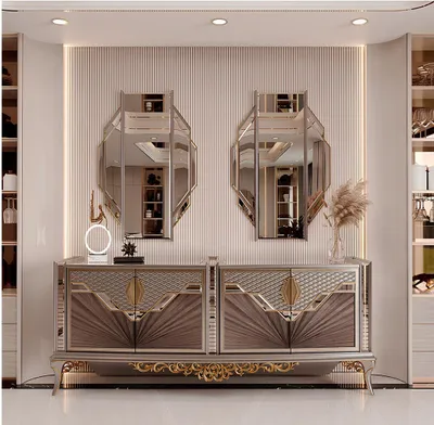 Produktbild von Konsole mit Spiegel im modernen Stil und goldenen Details