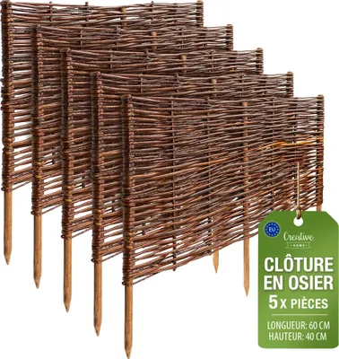 Image de Creative Home Lot de 5 Bordures de Jardin en Saule 60 x 40 cm (+/- 1 cm)