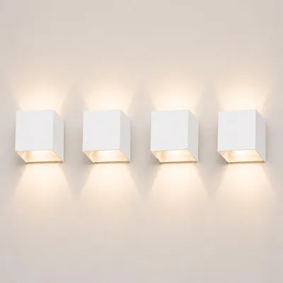 4er-Set LED-Wandleuchte 12 W, 3000 K warmweiß, IP65, verstellbar, weiß