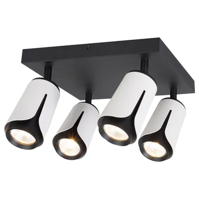 Obrázek produktu pro XUDO LED stropní reflektor GU10 bílý černý 4 žárovky otočný čtvercový IP20