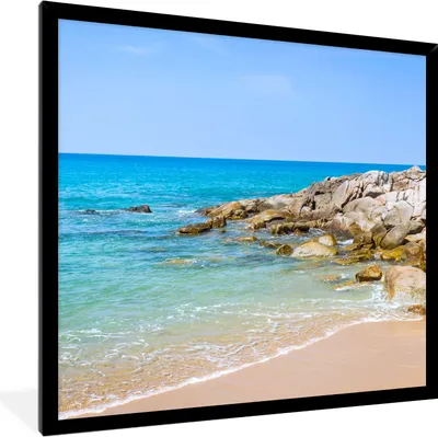 Produktbild von MuchoWow® Gerahmtes Poster Strand - Meer - Tropisch - Sommer 40x40 cm - Poster mit Schwarzem Bilderrahmen Wandposter Rahmen Foto Bilder - Mit Rahmen - Wanddekoration Schlafzimmer