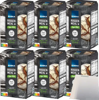 Produktbild von Edeka Roggenmehl Type 1150 ideal für Roggen und Mischbrote 6er Pack (6x1kg Packung) + usy Block