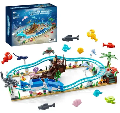 Produktbild von Bausatz Ozean Achterbahn Baukasten - 639 Teile - Meerestiere und Wrack - Blau - Ab 6 Jahren
