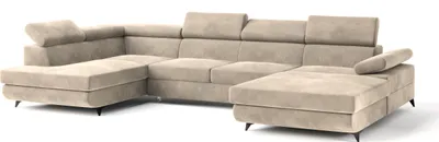 Produktbild von Masseno Ecksofa RUBANO L-S mit Schlaffunktion U-Form, Sofa mit Bettkasten, Wohnzimmersofa, Couch, Soffa, Bettsofa, Couchgarnitur- Creme, MONOLITH 04