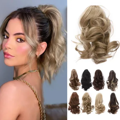 Produktbild von Pferdeschwanz Clip Extensions 30 cm Gewellt Naturblond Synthetisch