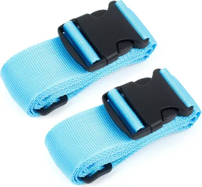 Produktbild von 2 Stück Blau Koffergurt, 200cm Verstellbare Gepäckgurt Lang Koffer Kreuz Sicherheitsgurt Rutschfestes Reisezube zur Gepäcksicherung Koffer Band Koffergurte Luggage Strap