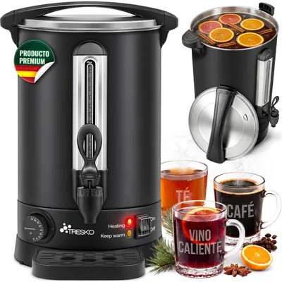 Imagen del producto de TRESKO Hervidor de vino caliente de 6,8 l/1500 W, máquina de conservación de acero inoxidable, hervidor de vino caliente, máquina de vino caliente, máquina de bebidas calientes, dispensador de agua caliente