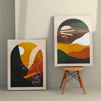 Produktbild von Wallity, 2KNV4245 - 50 x 70, Dekoratives Leinwandgemälde (2 Stück), Mehrfarbig, 100 % LEINWAND, 50 x 70 cm