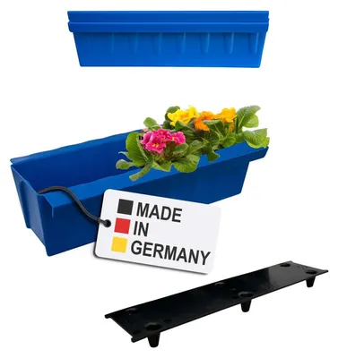 Image de BURI 2 inserts de jardinières pour palettes Euro, tapis d'arrosage inclus | avec système de suspension à accrocher | 37,3cm bleu | jardinière pour palette Euro | balconnière | pot de fleurs | extrêmement stable