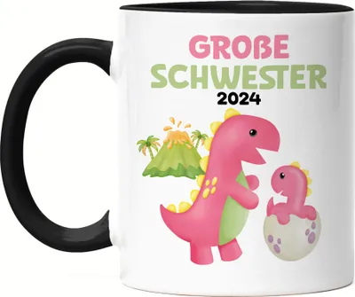 Produktbild von Große Schwester 2024 Tasse Schwarz Baby Geburt Geschwister Familie Liebe Geborgenheit Kleinkind Geborgenheit Sister