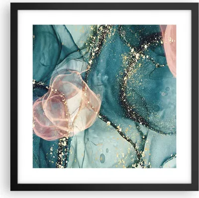 Produktbild von Gerahmtes Poster - Schwarzer Rahmen - Flüssigkeit Gold Rosa - 40x40 cm - Wand Bild - Wanddeko - Wandbilder - Kunstposter - Wandposter - Bilderrahmen - Bilder - Kunstdruck - P2BAC40x40-4817
