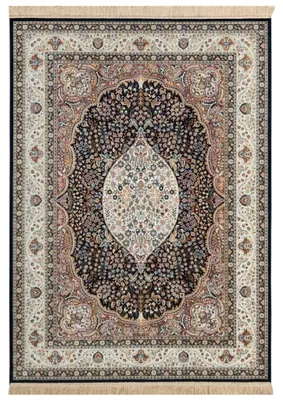Produktbild von Steffensmeier Kurzflor Teppich Riad | Wohnzimmer | Orient | Pflegeleicht | Kirman Schwarz, Größe: 195x300 cm
