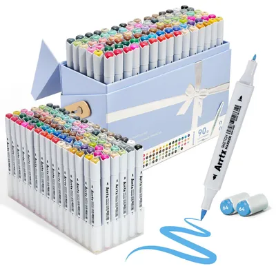 Alkoholmarker-Set, 90 Farben, Doppelspitze (Pinsel & Fein)