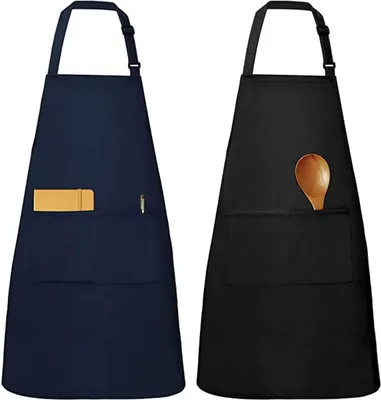 Obrázok produktu pre Balenie 2 vodotesných kuchynských záster 76 x 73 cm nastaviteľná zástera na varenie s 2 vreckami ako zástera na varenie pre ženy Zástera na varenie pre mužov