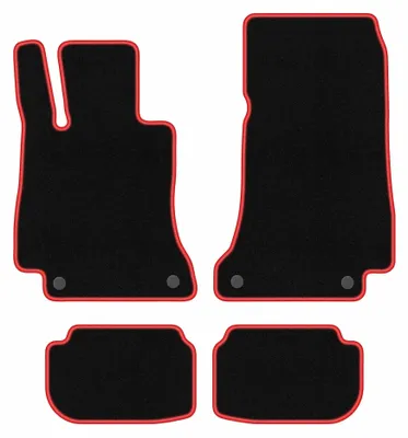 Immagine prodotto di Tappetini in moquette per Mercedes E A238 2017-2023 (Cabrio 4matic) – set 4 pezzi, nero/rosso, su misura – Wielganizator CARLUX