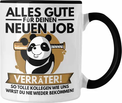Produktbild von Trendation - Jobwechsel Tasse Geschenk Neuer Job Abschied Abschiedsgeschenk Kollege Kollegin Alles Gute Für Den Neuen Job (Schwarz)