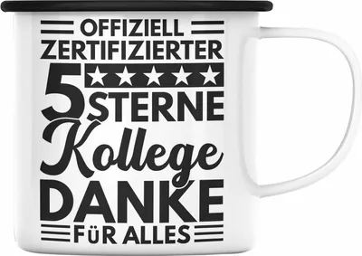 Produktbild von Trendation - Bester Kollege Der Welt Emaille Tasse Geschenk Abschied Neuer Job Kollege Geschenkidee Abschiedsgeschenk (Schwarz)