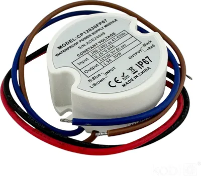 Obrázok produktu pre Vstavaný napájací zdroj 12V 30W 2,50A IP67 Kobi