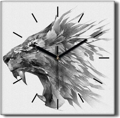 Produktbild von Coloray Hodiny Unikátní 30x30 cm  Tiché hodiny Pro obývací pokoj a kuchyň Nástěnné hodiny Plátno Černé ručičky hodin - Animal Lion