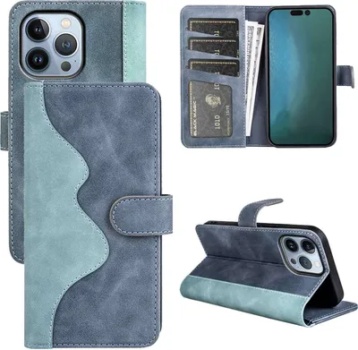 Image de Étui de protection en simili cuir bleu pour Apple iPhone 14 Pro Max