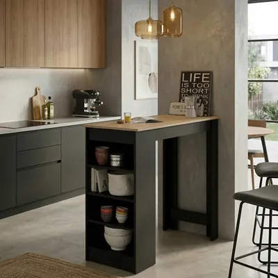 Produktbild von Bartisch Stehtisch Black Regal Sonoma Eiche schwarz