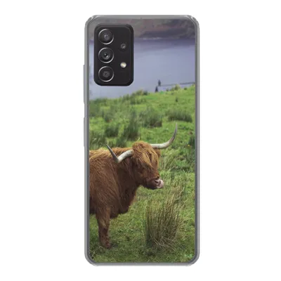 Produktbild von MuchoWow® Handyhülle Schutzhülle Hülle für Samsung galaxy a73 Schottische Highlander - Gras - Wasser - Tiere Silikon Softcase Handy Hülle - Handyhülle