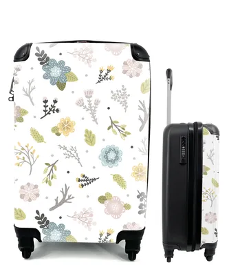 Produktbild von MuchoWow® Koffer Handgepäck Trolley Rollkoffer Kleine Reisekoffer mit 4 Rollen - Muster - Blumen - Zweige - Cabin Size < 55x40x23 cm & 55x40x20 cm - Kinderkoffer - Kabinenkoffer - Boardgepäck - Reise-Box - Reisekoffer - Reisegepäck - Koffer mit Bild - Trolley für Kinder