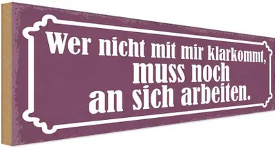 Produktbild von vianmo Holzschild 10x27 cm er nicht mit mir klarkommt muss Spruch Zitat