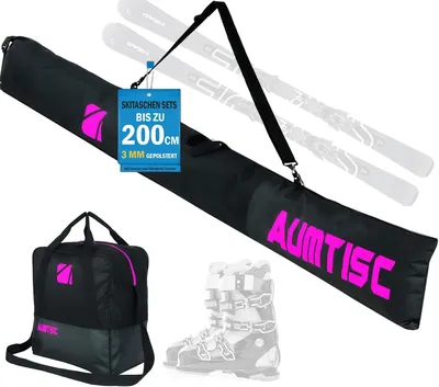 Produktbild von Skitas und Skischuhtasche im Set – Gepolsterte Reisetasche für Ski bis 200 cm – Rollverschluss