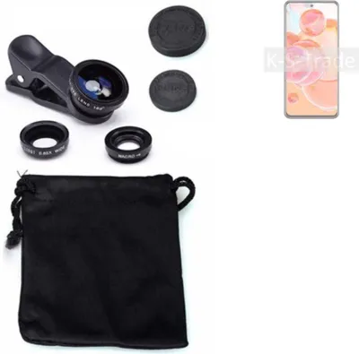 Produktbild von K-S-Trade Smartphone Kamera Linsen Set Kompatibel mit ZTE Blade V40 Pro 3in1 Clip-On Kamera Adapter Macro Weitwinkel FishEye Fischauge Objektiv Linse